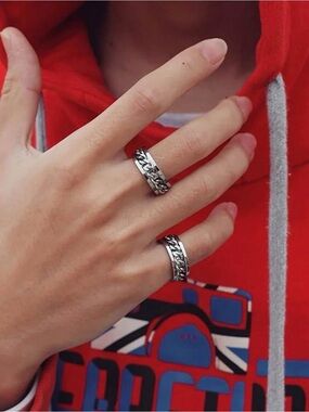 Silver Chain Link Stainless Steel Bottle Opener Ring